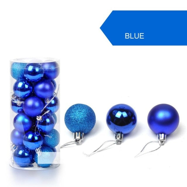 Christmas Tree Baubles 24pc Colorful Hanging Ornament Set