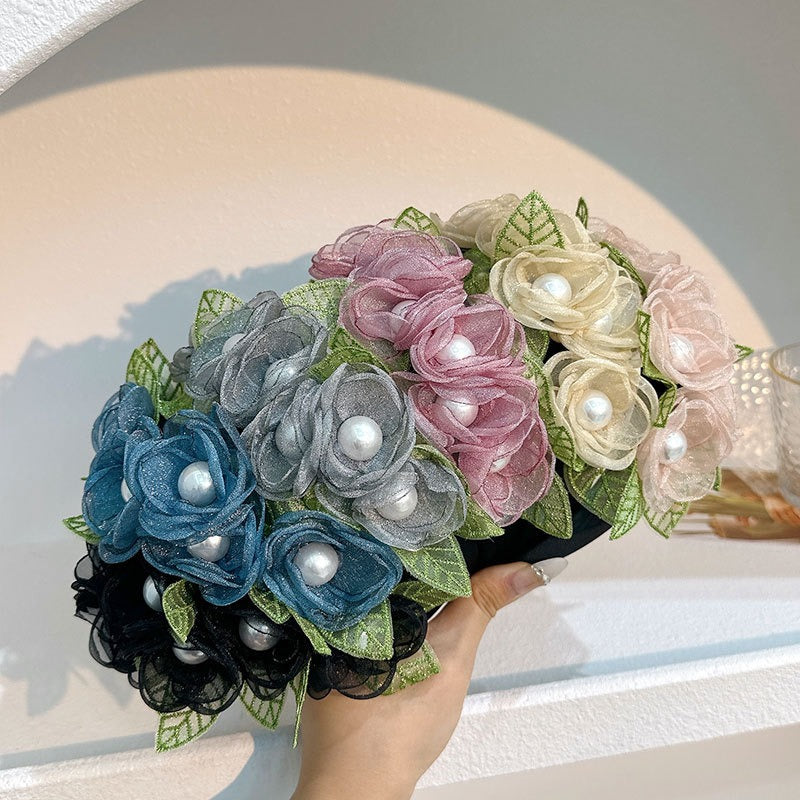 Floral Pearl Headband for Romantic Wedding Guest Style