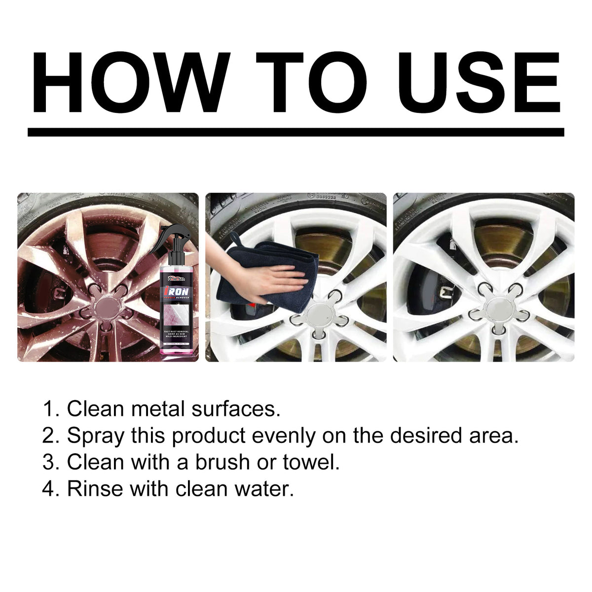 Wheel Rust Remover Spray for a Shiny Car Metal Finish
