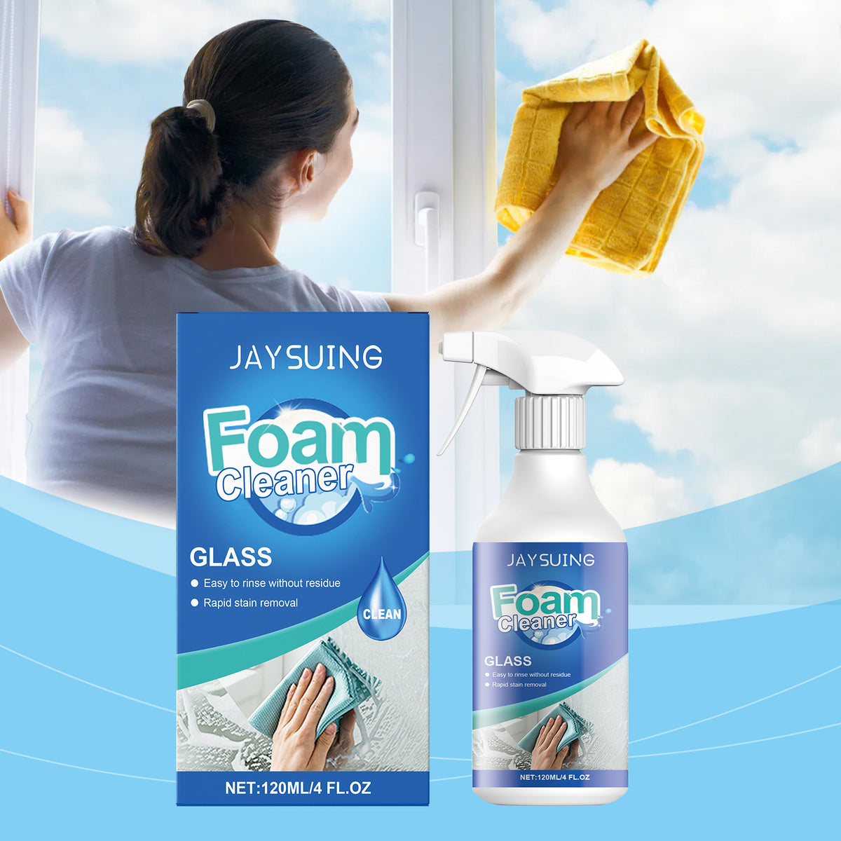 Glass Foam Cleaner Spray for Fast Oil Stain Removal