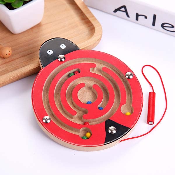 Wooden Magnetic Maze Toy for Fine Motor Skill Play