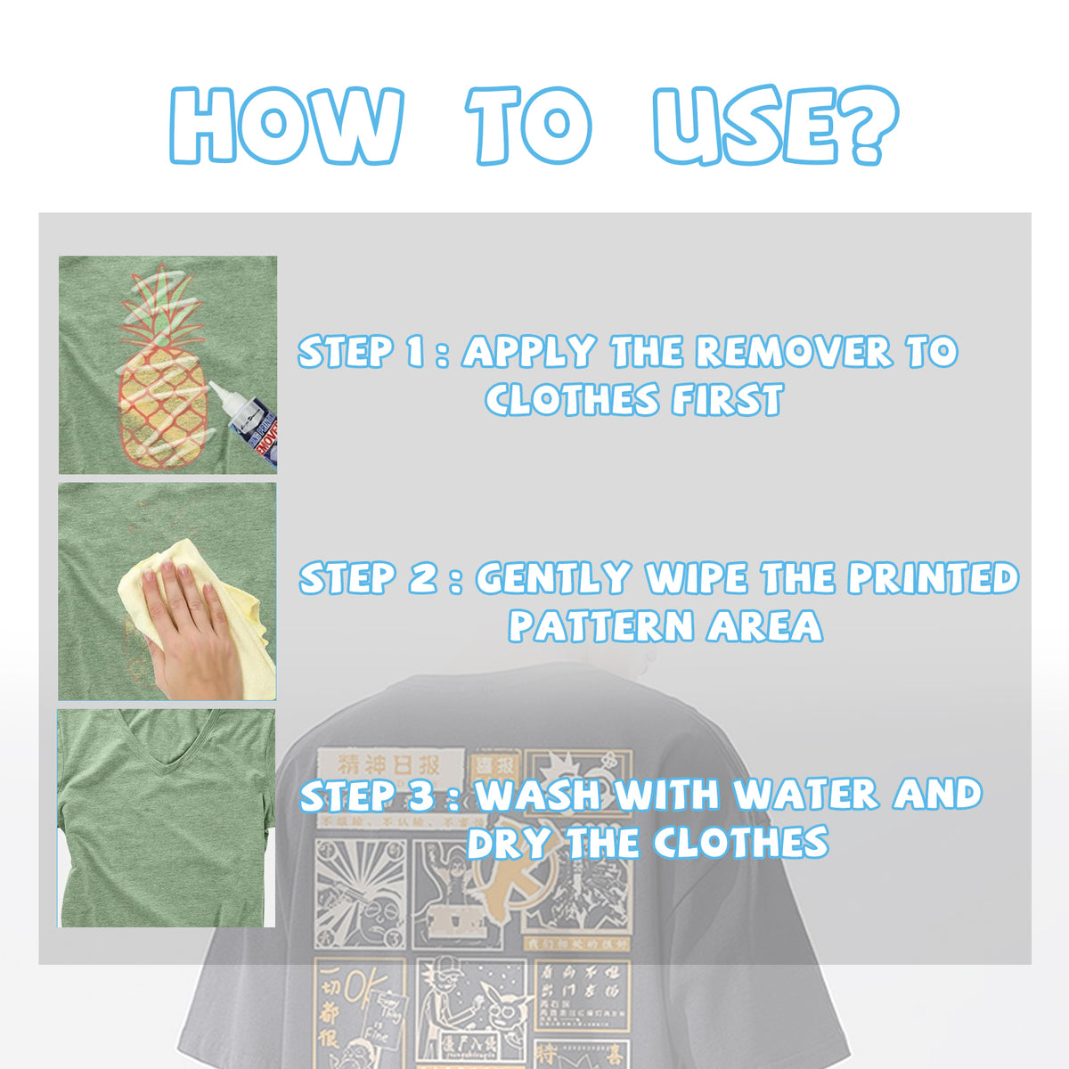 Clothing Print Remover for Cotton & Polyester Fabrics