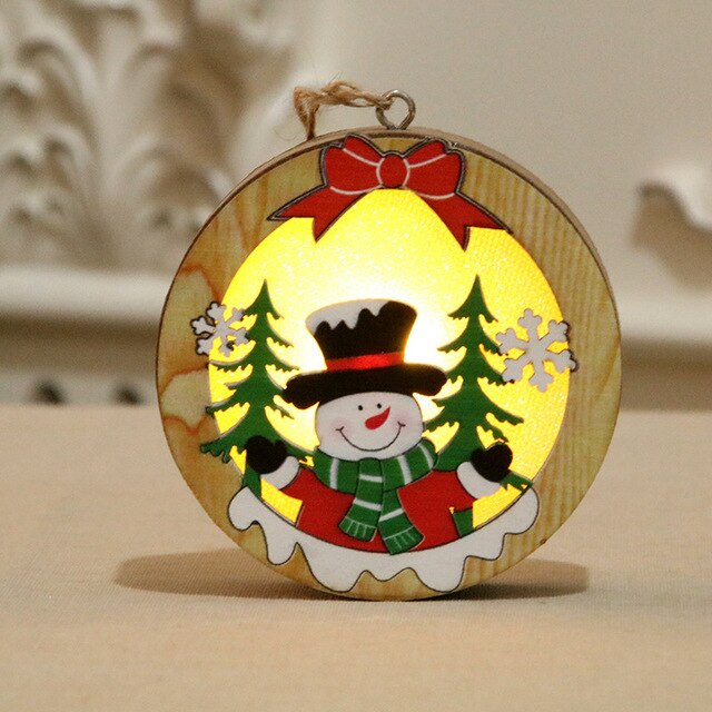 Wooden Christmas Ornaments With Warm Luminous Glow