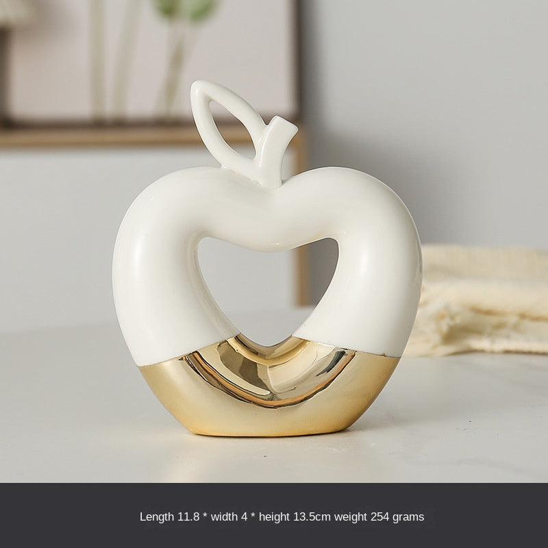 Gilded Apple Pear Ceramic Sculpture Set for Luxury Decor