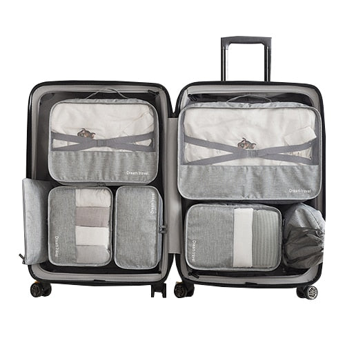 7 Piece Packing Cube Set for Organised Travel Luggage