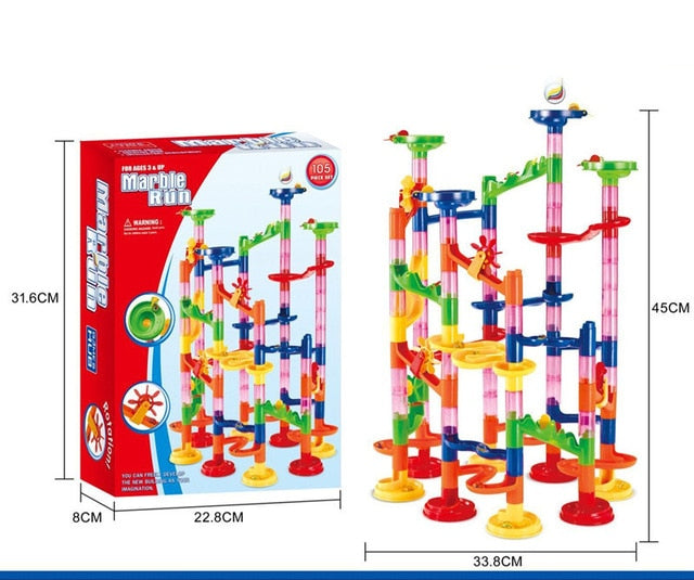 105-Piece DIY Marble Run Building Set for STEM Play