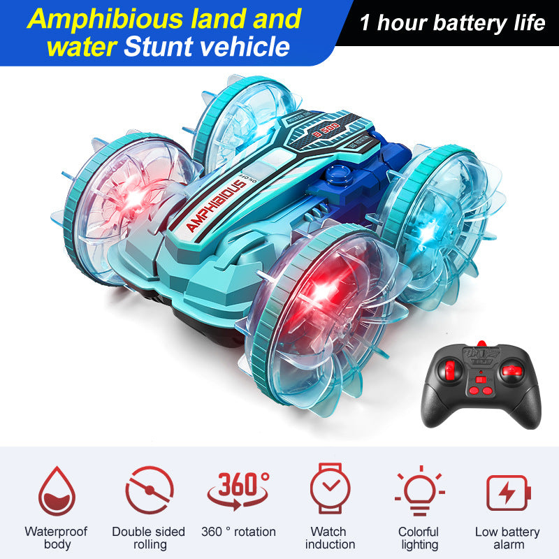 Amphibious Stunt RC Car With LED Wheels & Dual Control