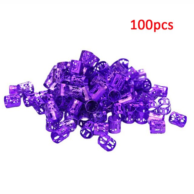 Hair Braid Cuffs: 100 Colorful Adjustable Rings Set