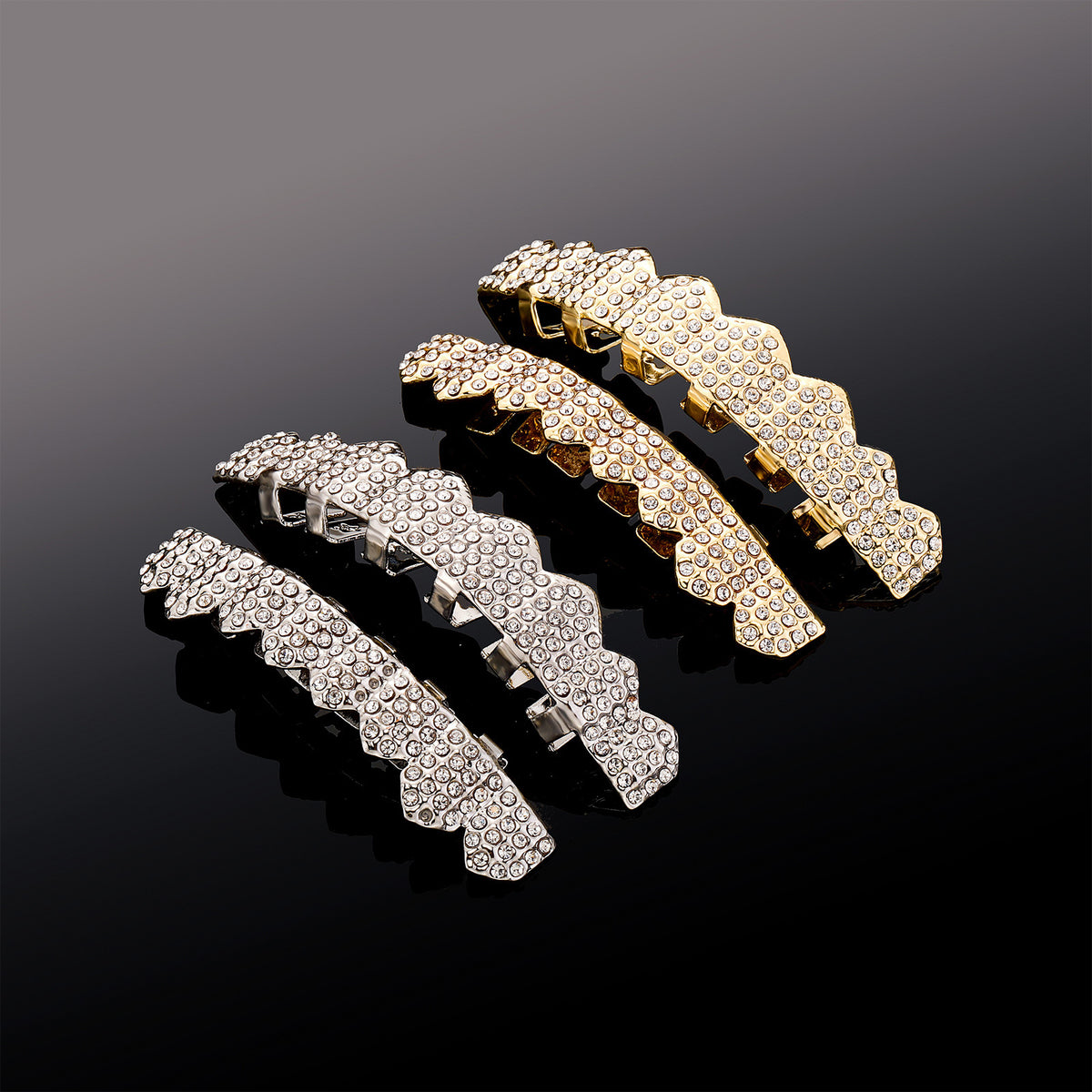 Gold Tooth Grillz Set — Full Iced-Out 8-Tooth Rhinestone