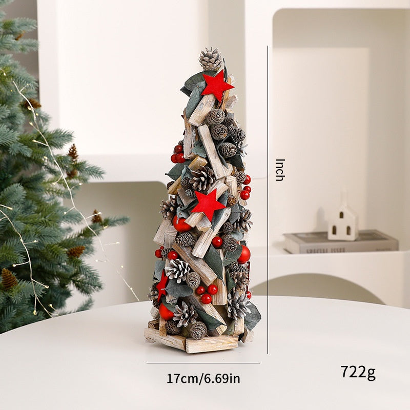 Rustic Christmas Wreath & Tabletop Tree Decor Set