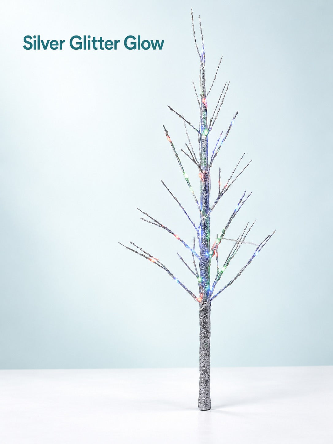 4FT Silver Glitter LED Christmas Tree for Cozy Holiday Decor