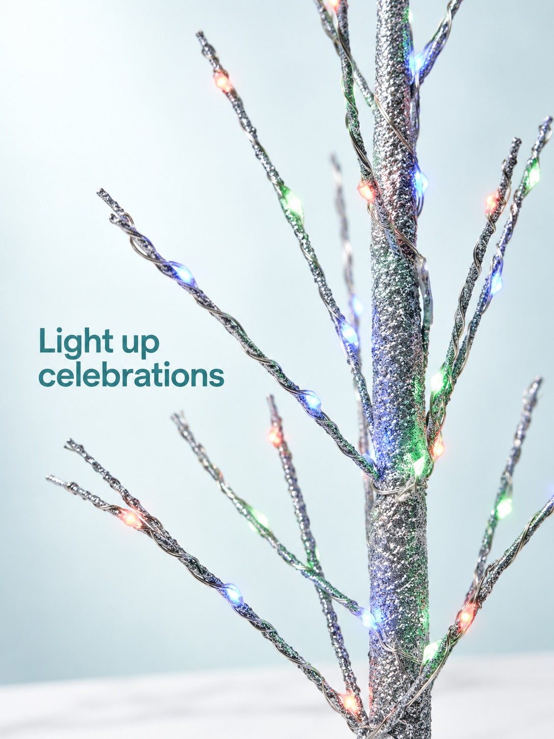 4FT Silver Glitter LED Christmas Tree for Cozy Holiday Decor