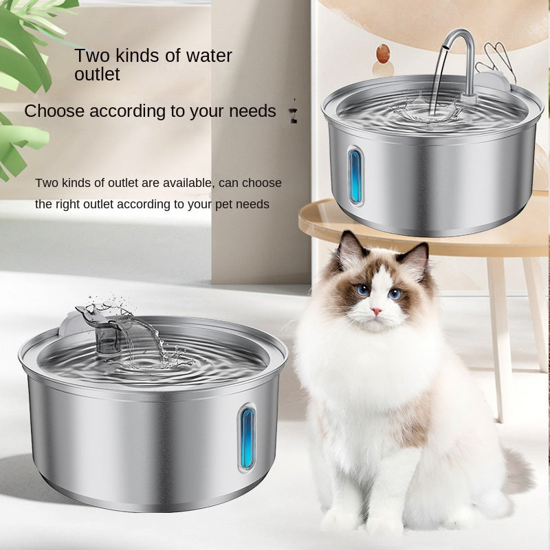 4L Stainless Steel Pet Water Fountain, Quiet Hydration