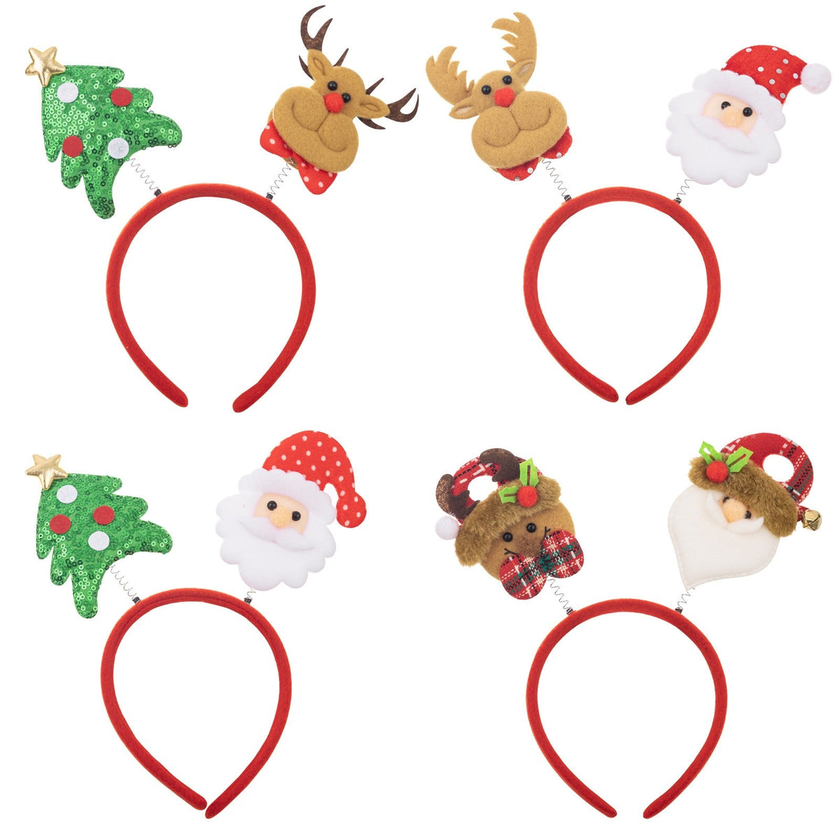 Christmas Headband Set: 4 Festive Holiday Party Styles