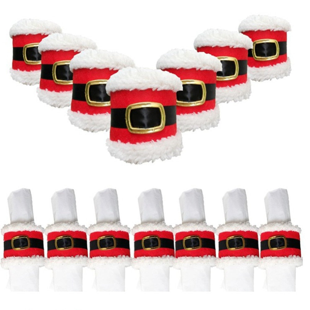 Santa Napkin Rings for Christmas Dinner Table Decor