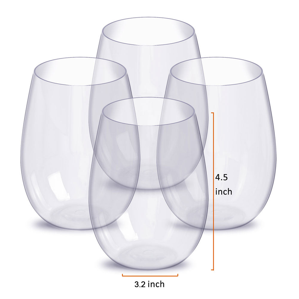 Shatterproof Stemless Wine Glasses Set, Unbreakable