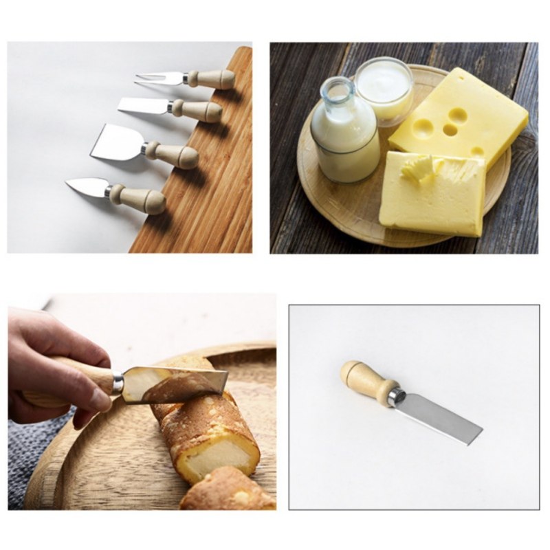 Stainless Steel Cheese Knife Set with Bamboo Handles