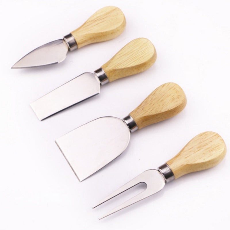 Stainless Steel Cheese Knife Set with Bamboo Handles