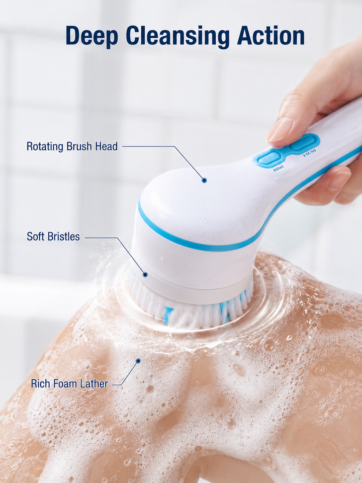 5-in-1 Electric Bath Brush | Spin Spa Exfoliating Shower Brush