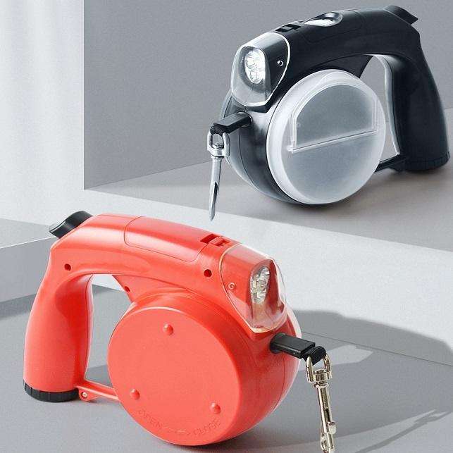 5-in-1 Retractable Dog Leash With LED Light & Storage