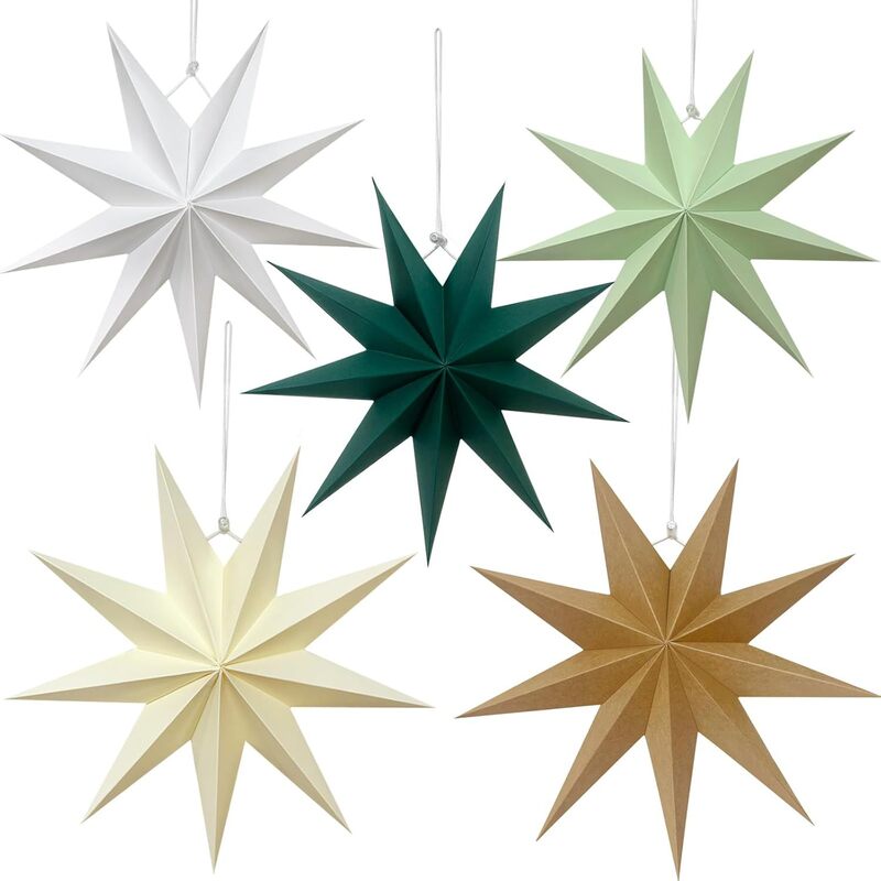 3D Origami Paper Star Ornaments for Colorful Trees