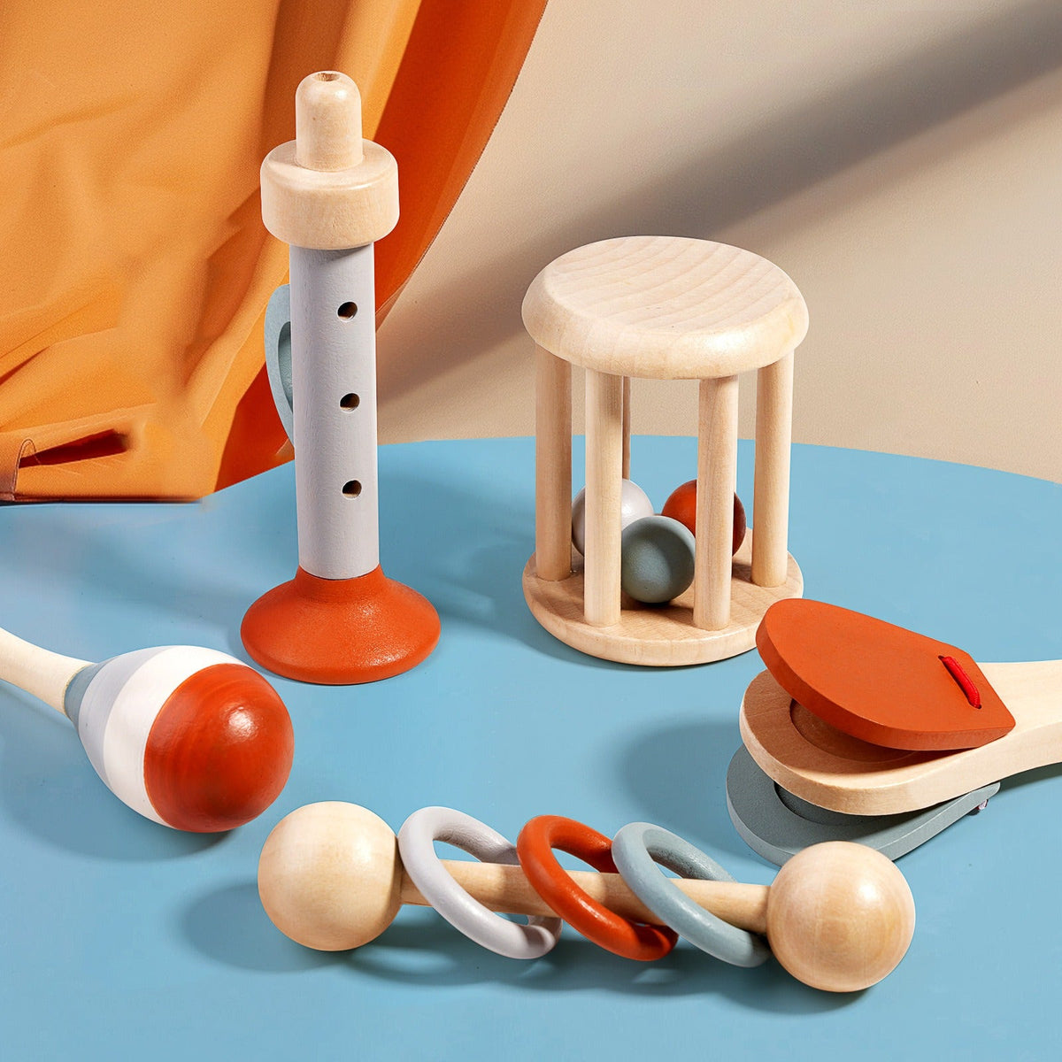 Baby Musical Instruments: 5-Piece Wooden Sensory Set