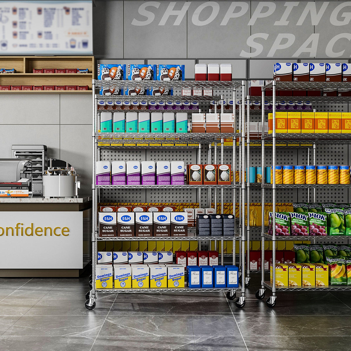 5-Tier Heavy Duty Chrome Wire Shelving Unit on Wheels