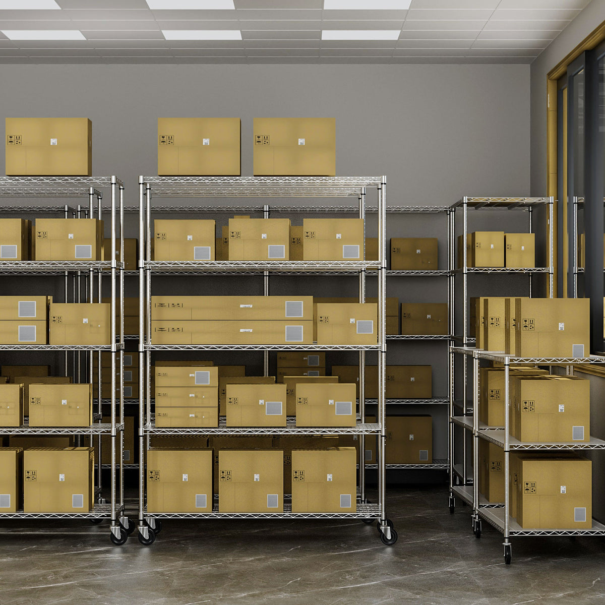 5-Tier Heavy Duty Chrome Wire Shelving Unit on Wheels