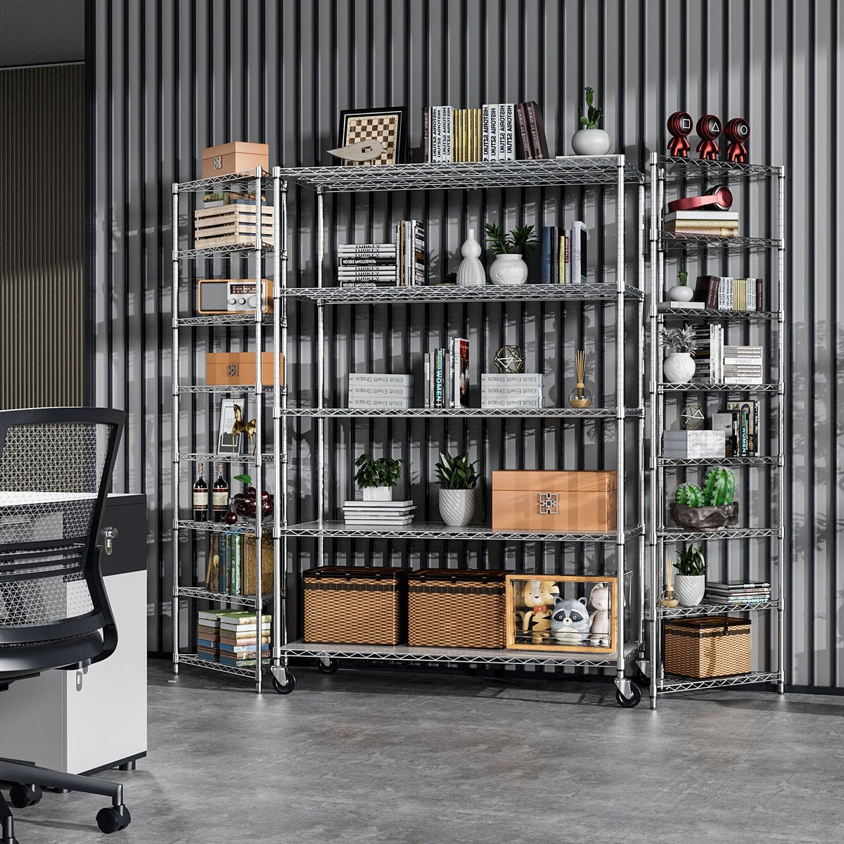 5-Tier Heavy Duty Chrome Wire Shelving Unit on Wheels