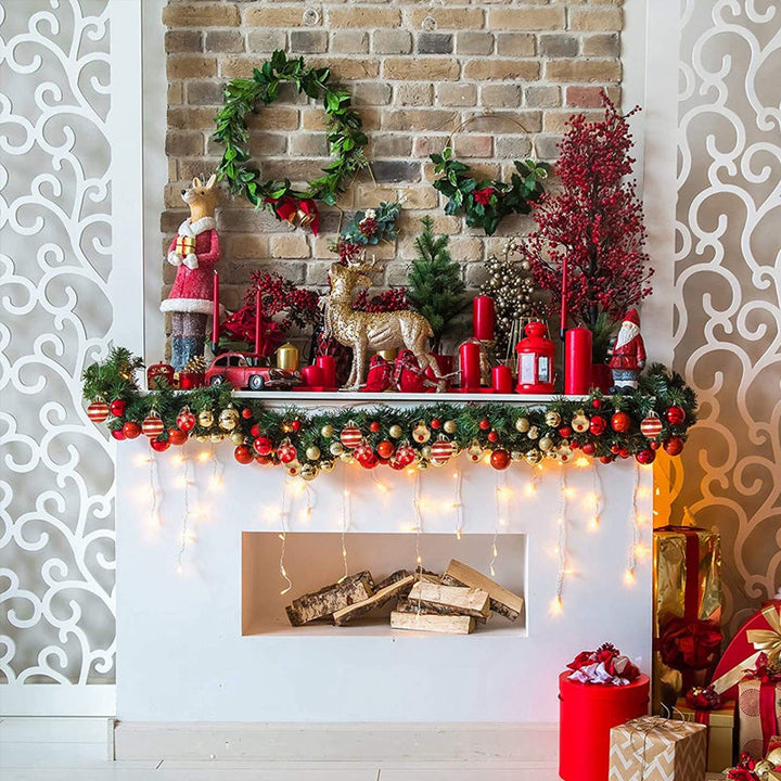 50-Piece Red and Gold Christmas Tree Ornament Collection