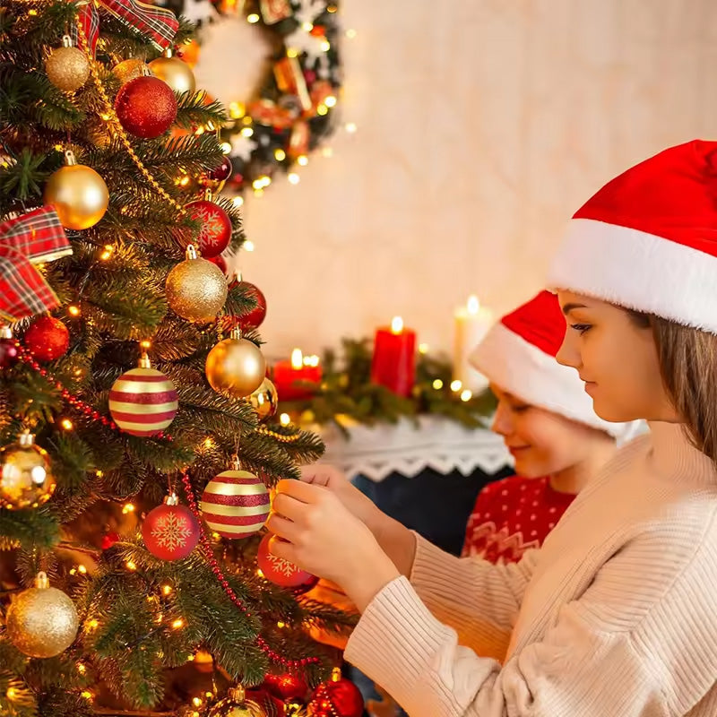 50-Piece Red and Gold Christmas Tree Ornament Collection