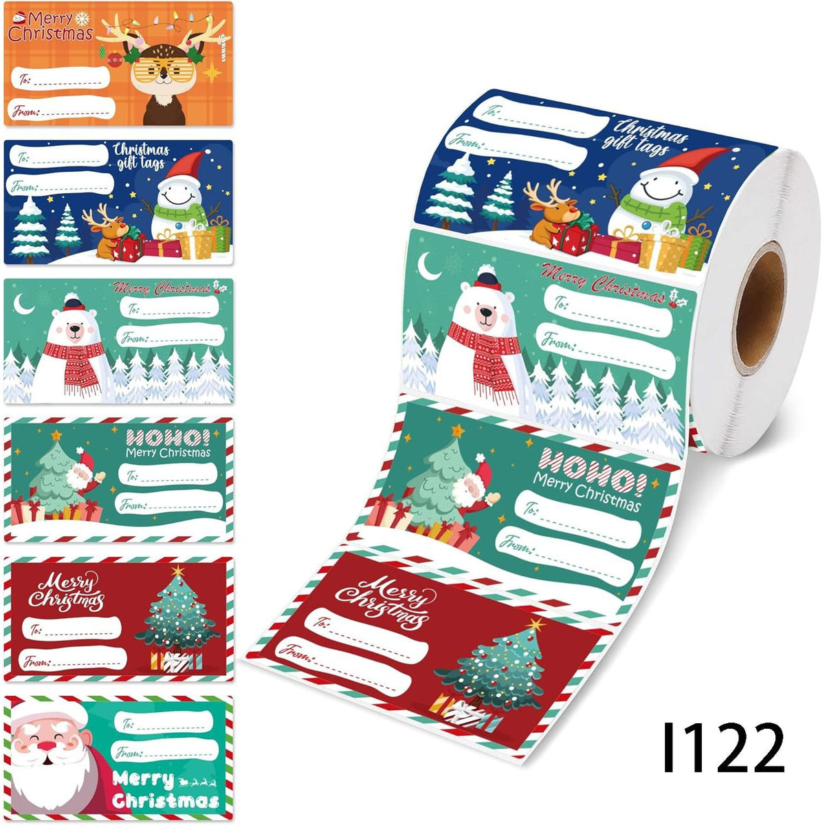 Christmas Gift Labels: 500 Stickers, 6 Festive Designs