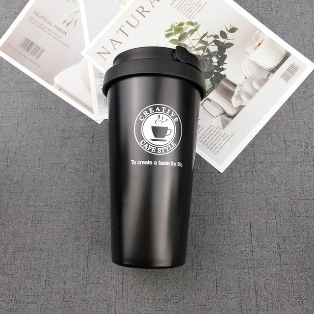Insulated Travel Mug 500ml, Stainless Steel Flip Lid