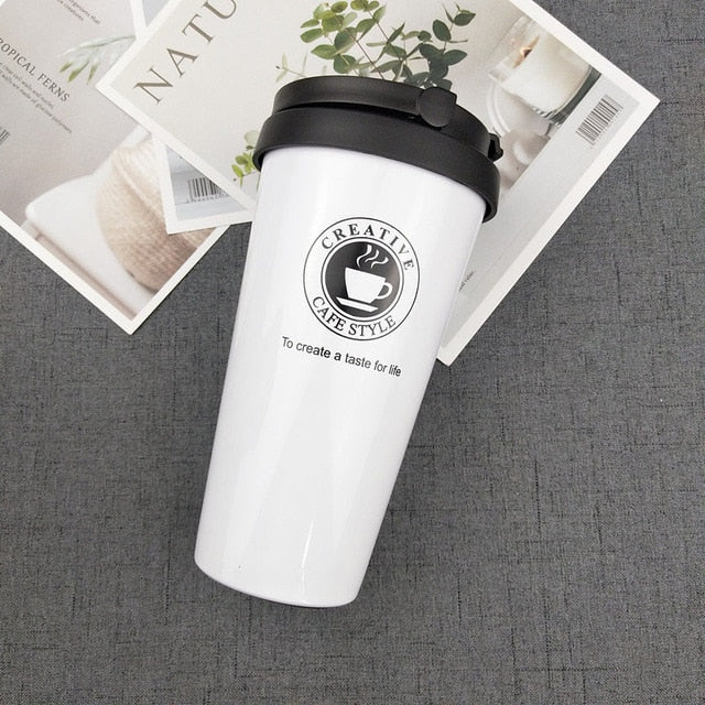 Insulated Travel Mug 500ml, Stainless Steel Flip Lid