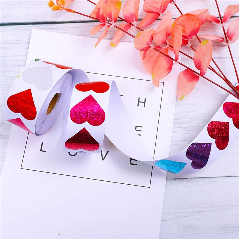 Heart Stickers for Gift Packaging & Valentine Seals