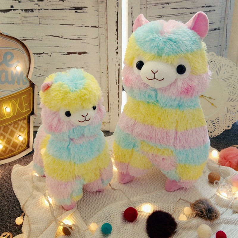 Rainbow Alpaca Plush Toy for Cheerful Cozy Cuddles