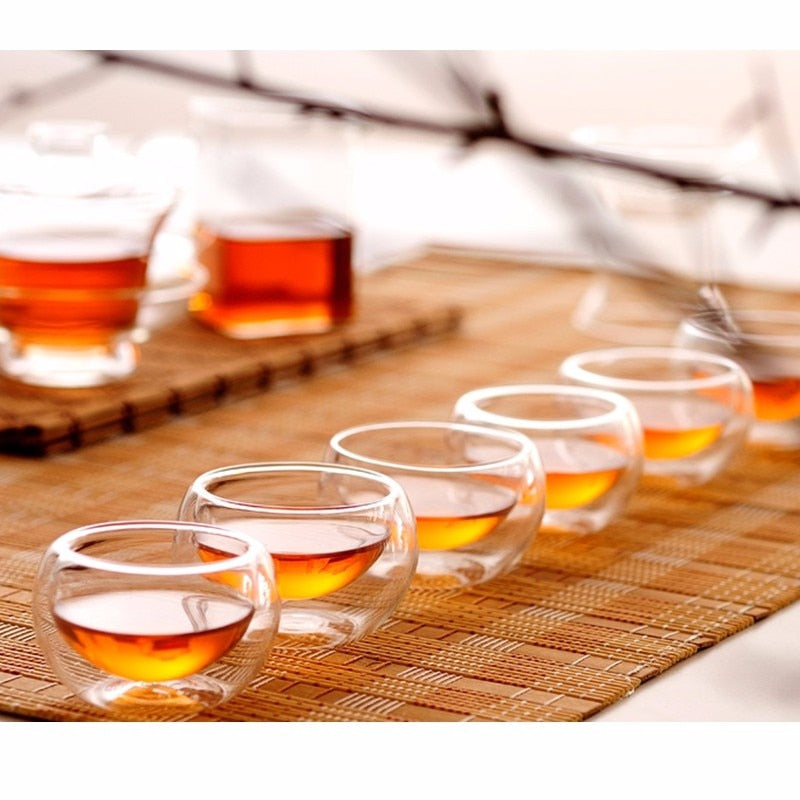 50ml Double Wall Glass Tea Cup for Gongfu Tea Tasting