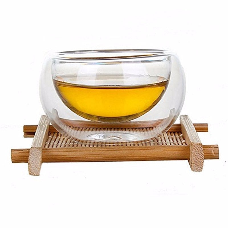 50ml Double Wall Glass Tea Cup for Gongfu Tea Tasting