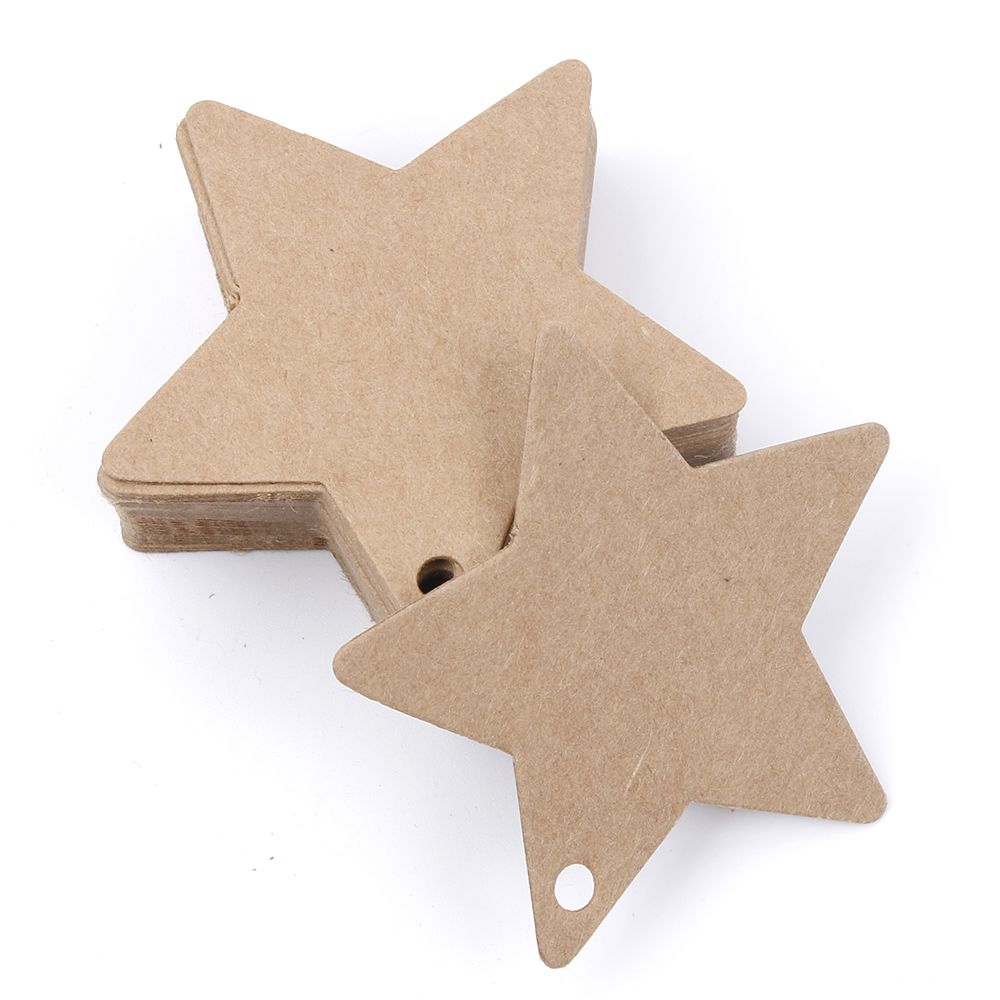 6 x 6 cm Star Gift Tags, 50pc Kraft Paper Labels