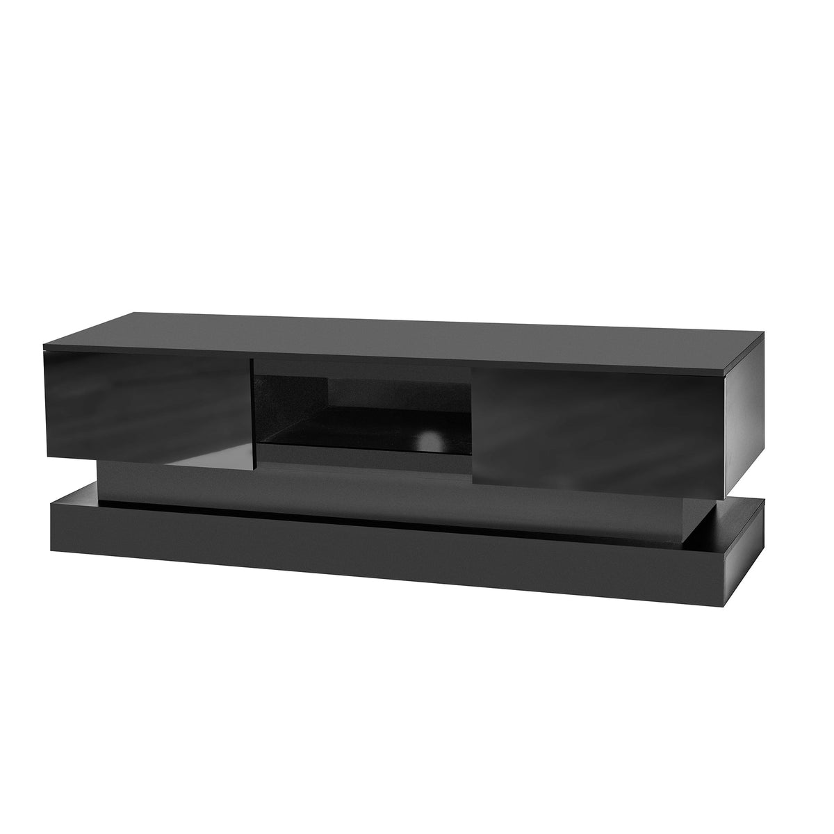 Black High Gloss TV Stand with LED Lights for 55 TVs
