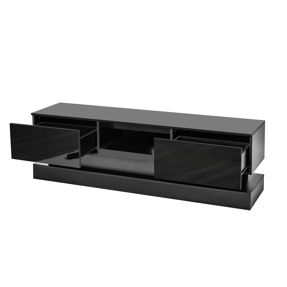 Black High Gloss TV Stand with LED Lights for 55 TVs