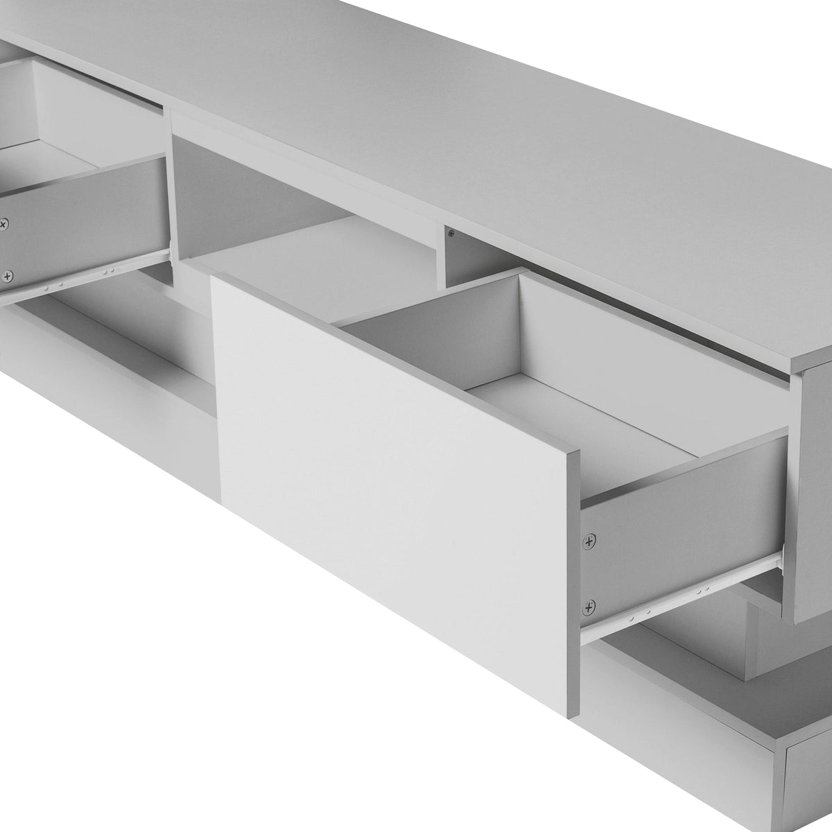 High Gloss White TV Stand with LED Lights for 55 Inch TVs