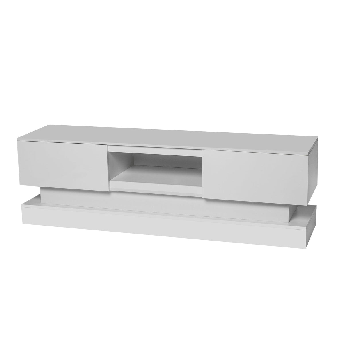 High Gloss White TV Stand with LED Lights for 55 Inch TVs