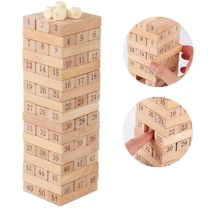 51 Numbered Wooden Blocks for Counting & Stacking Play
