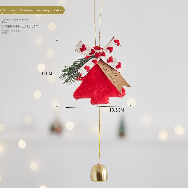 Plush Christmas Tree Ornaments with Jingle Bell Charm