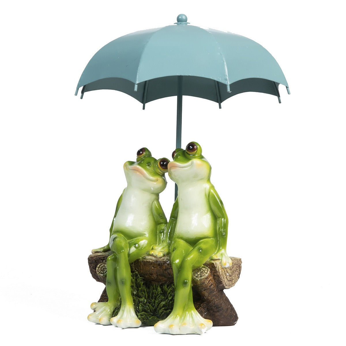 Garden Frog Statue Set with Umbrella for Balconies