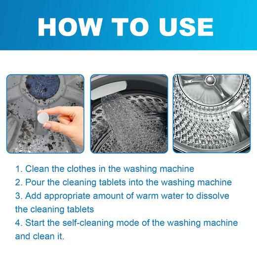 Washing Machine Cleaner Tablets - 12 Deep-Clean Sheets