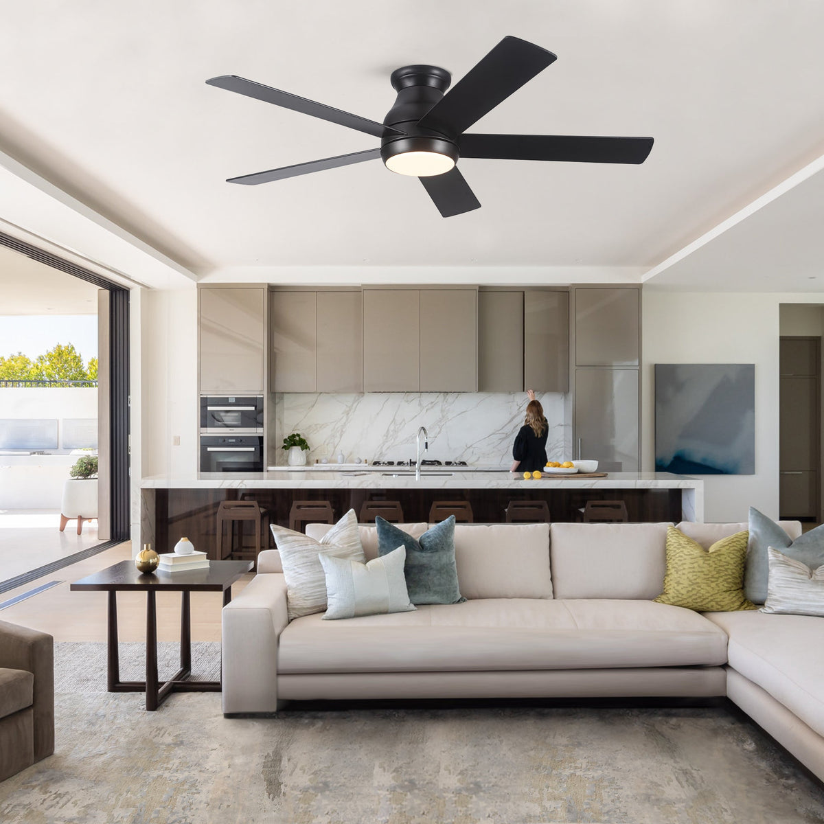 Low Profile 52 Inch Ceiling Fan with LED Light and Remote