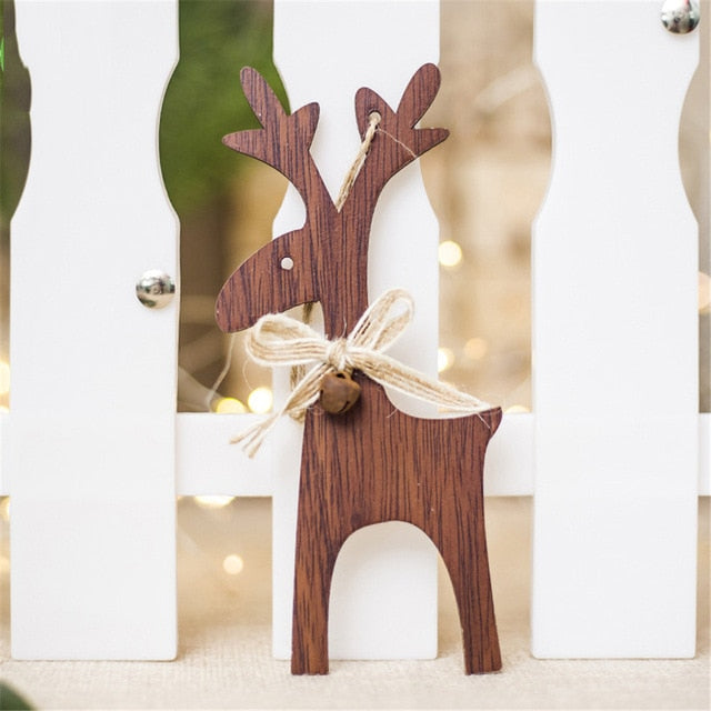 Wooden Deer Christmas Ornaments for Rustic Holiday Trees
