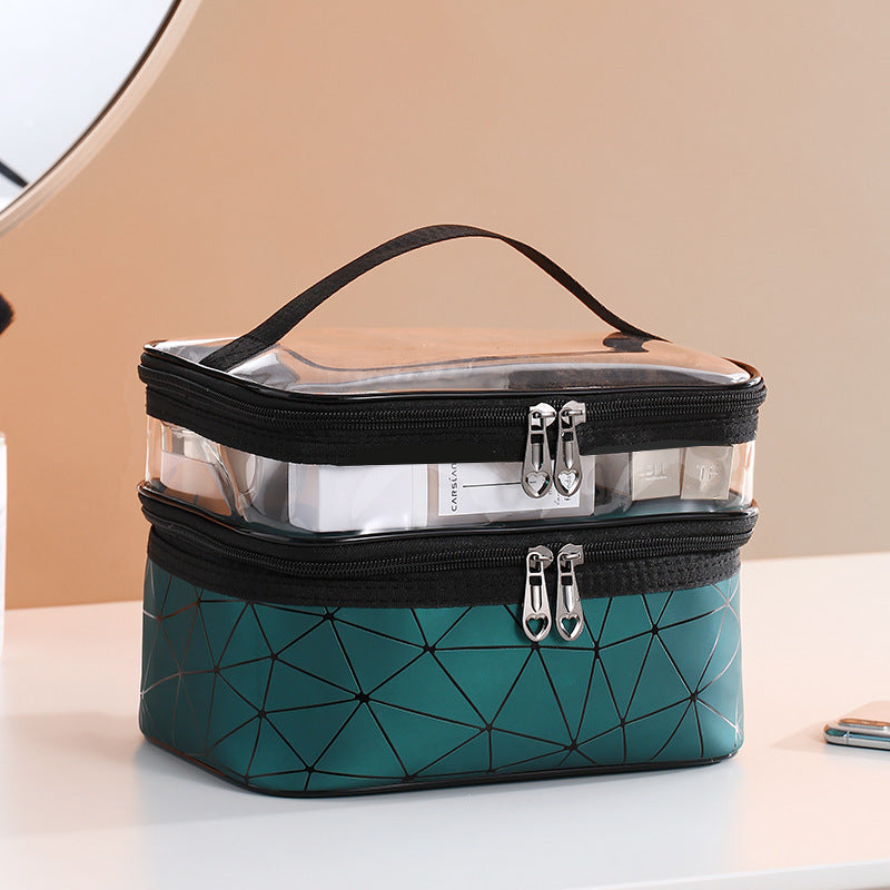 Double-Layer Waterproof Cosmetic Bag for Travel & Skincare